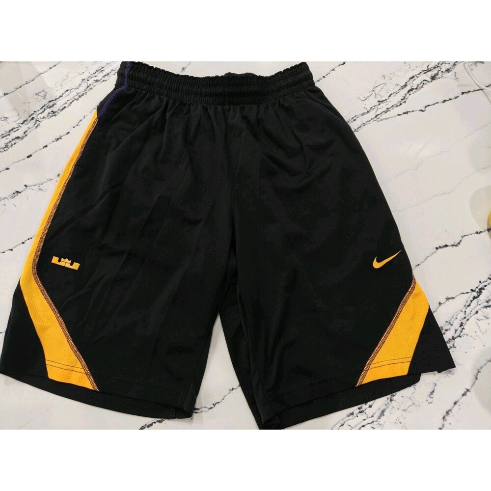 Nike Lebron James Dri-FIT Basketball Shorts Mens Large Black Gold